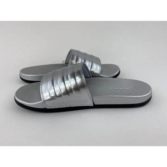 Adidas Adilette Comfort Chrome Silver Women's Slides Sandals Metallic Slide - Picture 8 of 10